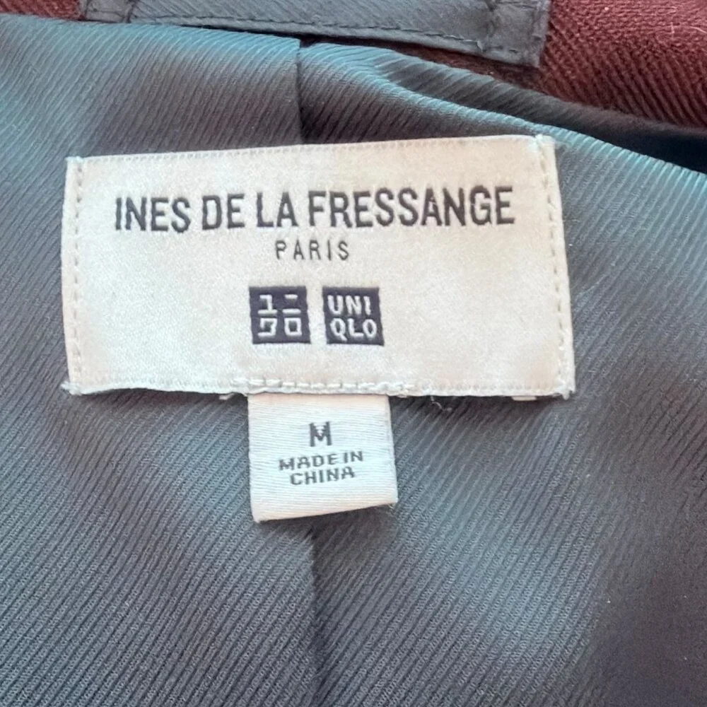 Ines De La Fressange Uniqlo Womens Burgundy Blazer Size M Two-Button Lined - Picture 5 of 9